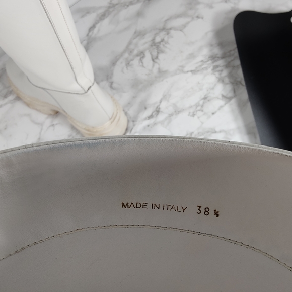 Gia X Pernille Tiesbaek White Leather Tubular Combat Boots Size 38.5 - Picture 13 of 14